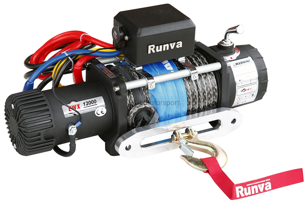 Лебёдка электрическая 12V Runva 12000 lbs 5700 кг (синтетический трос) EWX12000SR