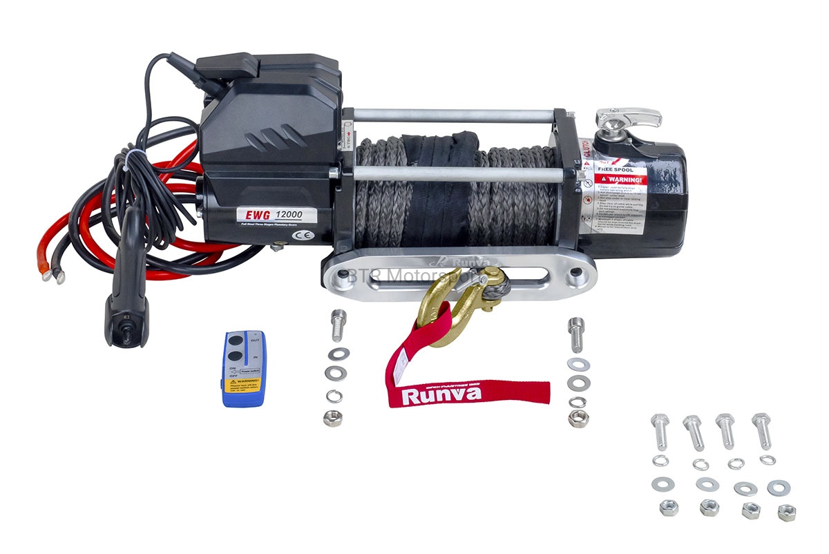 Лебёдка автомобильная электрическая 12V Magnum 12000 lbs 5443 кг (синтетический трос) EWD12000FSR