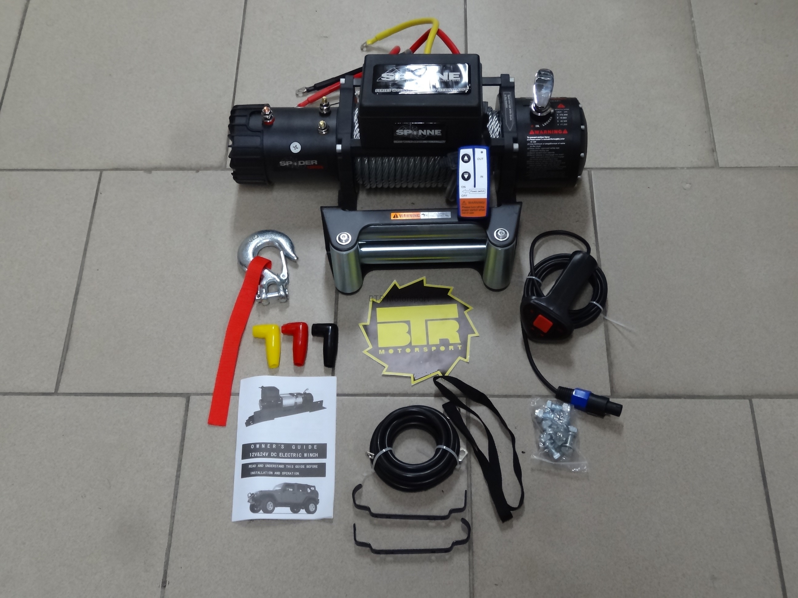 Лебедка электрическая 12V SPIDER 12000lbs/5443 кг (блок+механизм IP66) стальной трос