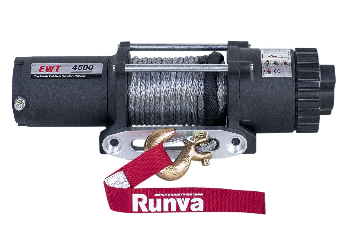 Лебёдка электрическая 12V Runva 4500A lbs (синтетический трос) EWT4500ASR