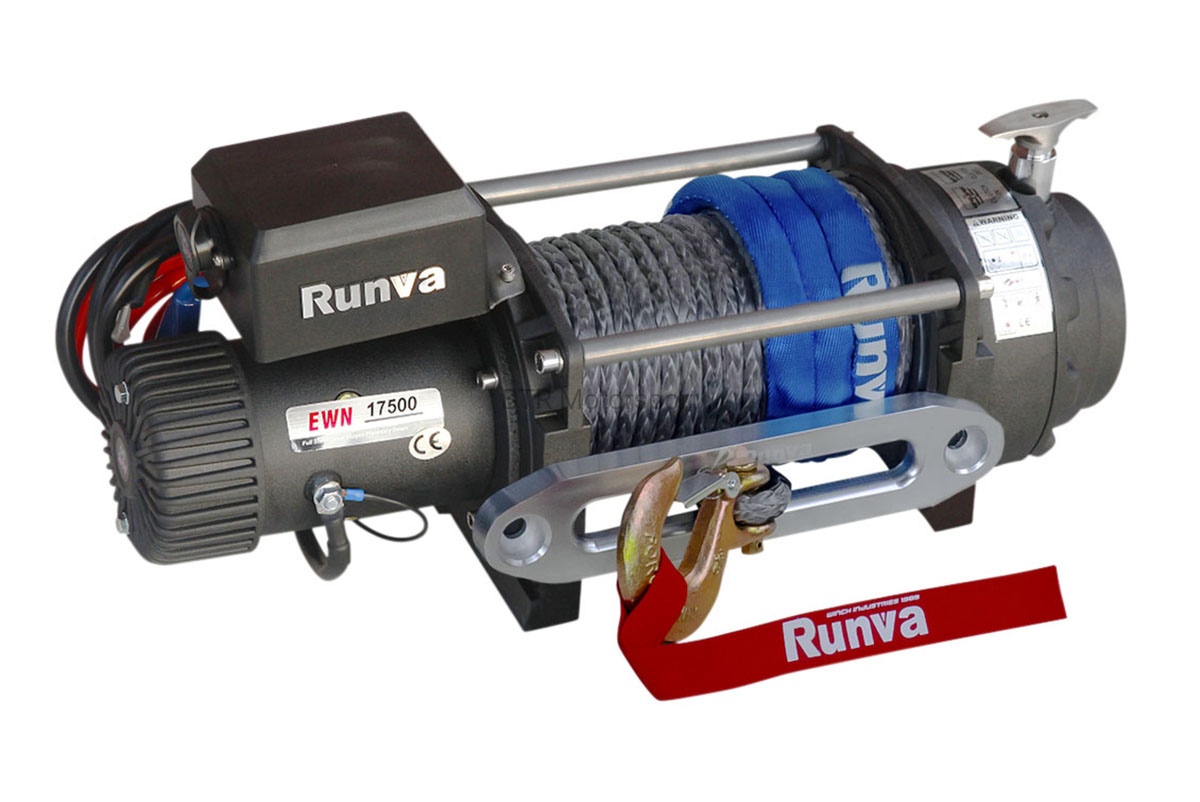Лебёдка электрическая (индустр.) 12V Runva 17500 lbs 7960 кг синтетический трос EWN17500USR