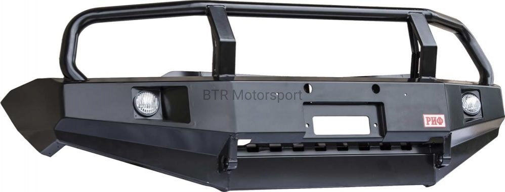Бампер РИФ пер. Mitsubishi L200 05-15/Pajero Sport 09-15 с доп. фарами, защ. дуг. и защ.бачка омыват  RIFTRT-10350